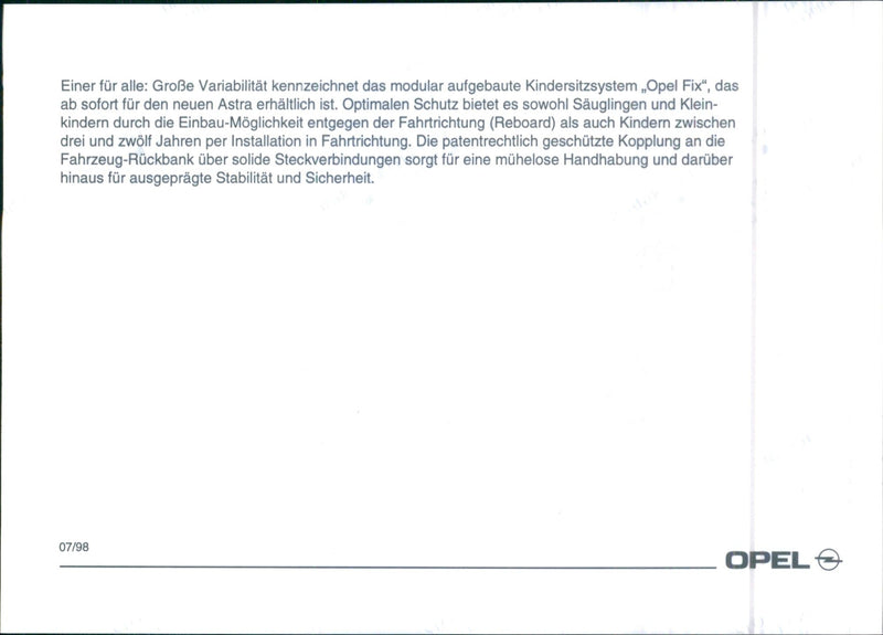 "Opel Fix" modular child seat system - Vintage Photograph