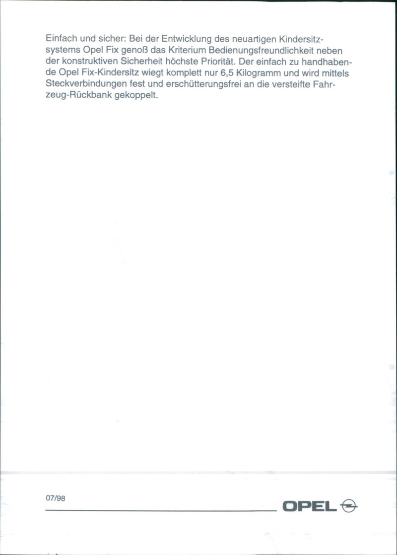 Opel Fix child seat system - Vintage Photograph