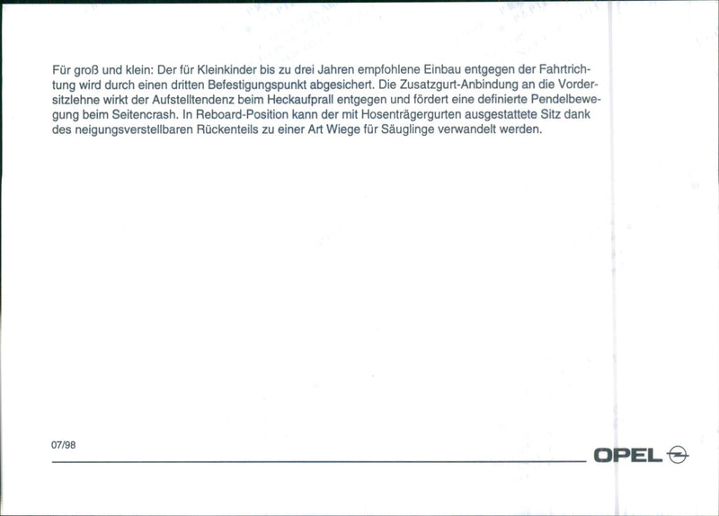 Opel Fix child seat system - Vintage Photograph