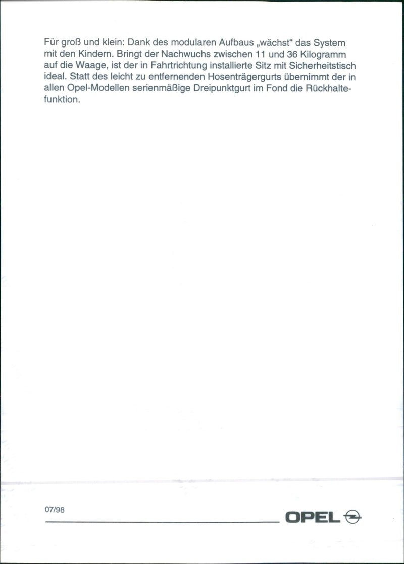 Opel Fix child seat system - Vintage Photograph