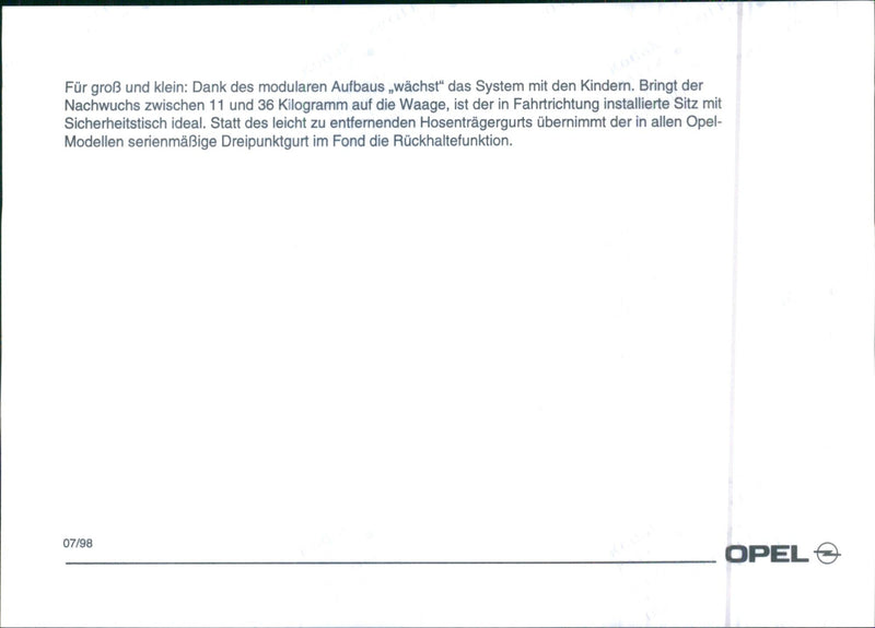 Opel Fix child seat system - Vintage Photograph