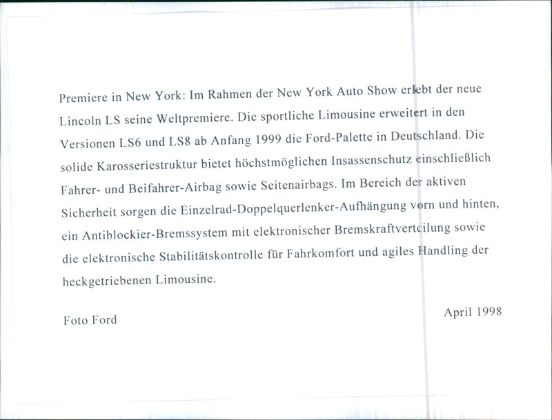 Lincoln LS - Vintage Photograph