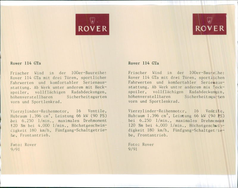 Rover 114 GTa - Vintage Photograph