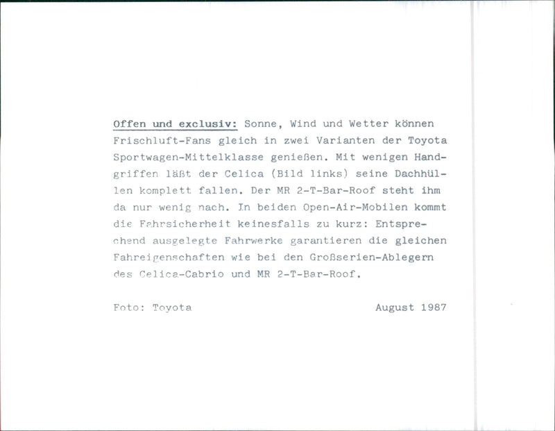 Toyota 1987 - Vintage Photograph