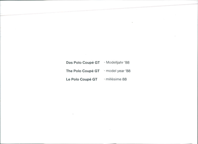 1988 VW Polo Coupe GT - Vintage Photograph
