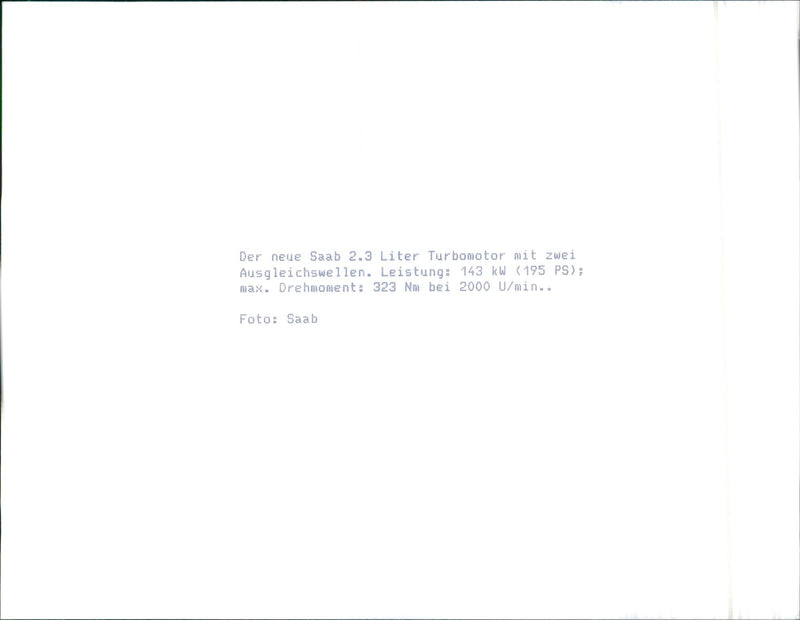 Saab 2.3 liter turbo engine - Vintage Photograph