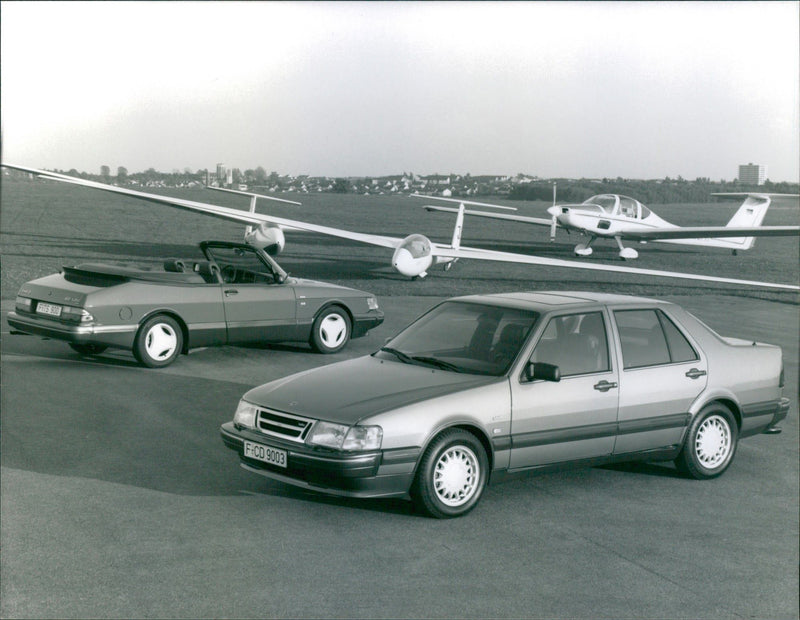 1991 Saab 900 Turbo 16 Cabrio and Saab 9000 CD 2.3 Turbo - Vintage Photograph