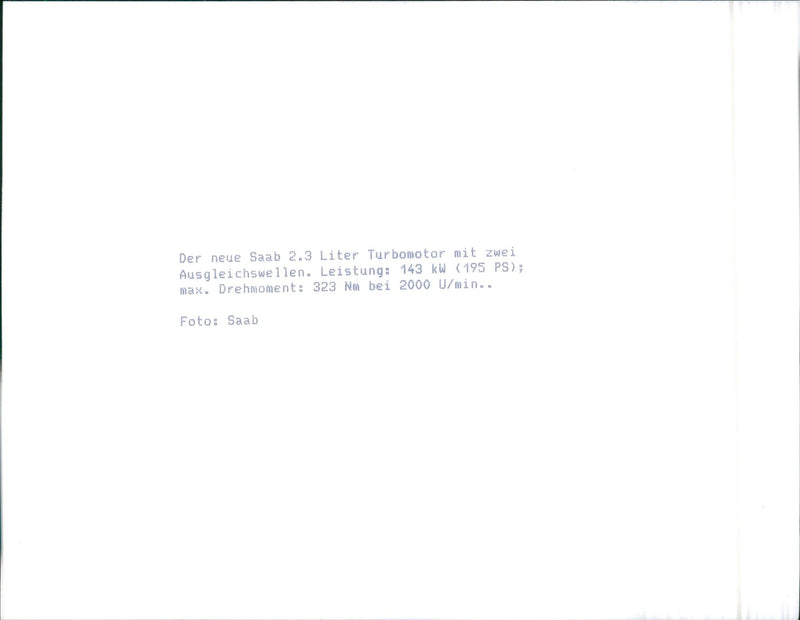 Saab 2.3 liter turbo engine - Vintage Photograph