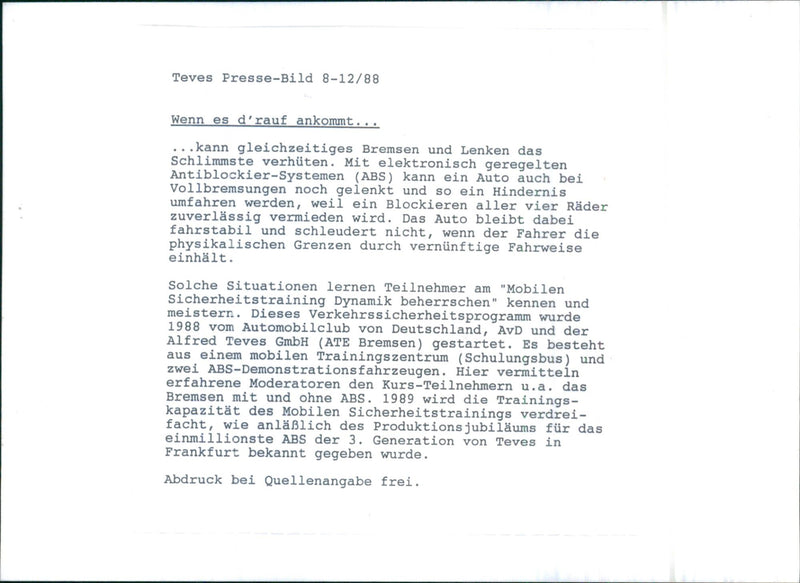 Teves Anti-lock Braking System - Vintage Photograph