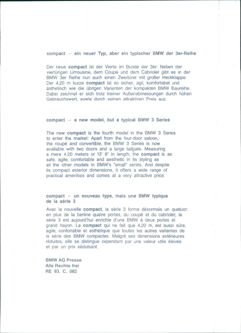 BMW 3 Series - Vintage Photograph