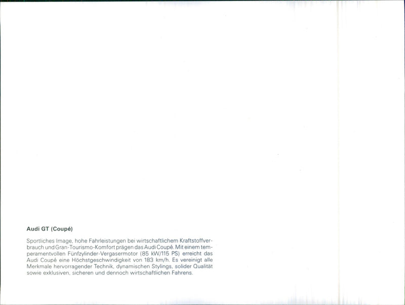 Audi GT (Coupé) - Vintage Photograph