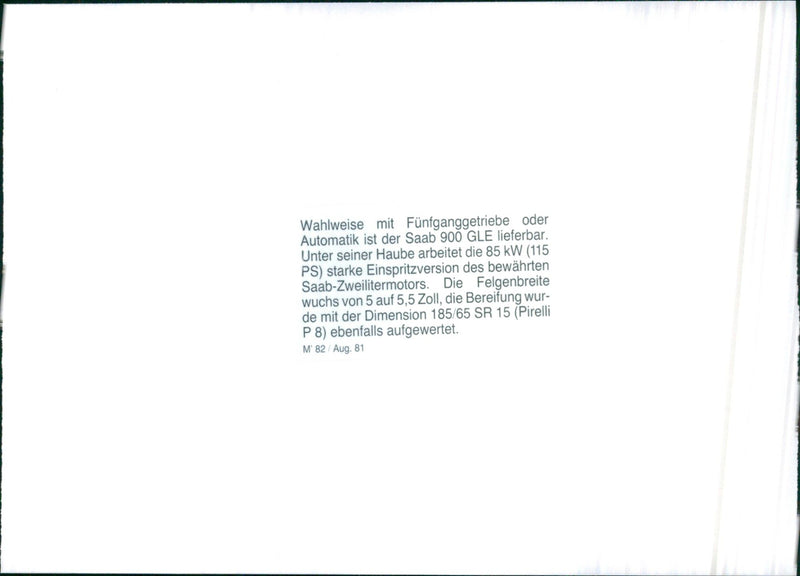 1981 Saab 900 GLE - Vintage Photograph