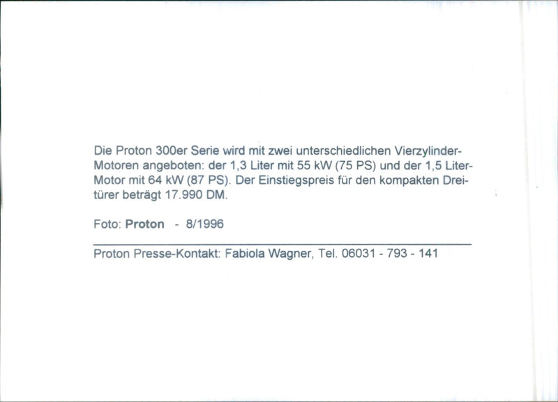 1996 Proton 300 Series - Vintage Photograph