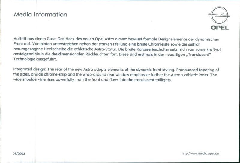 2003 Opel Astra - Vintage Photograph