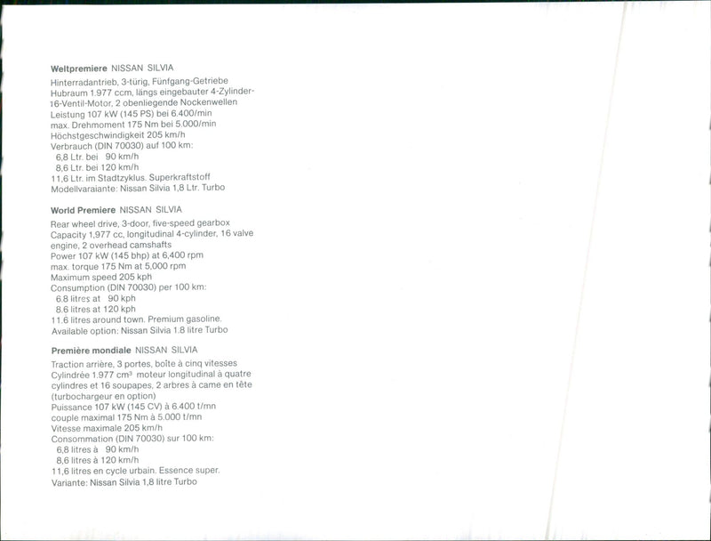 1983 Nissan Silvia - Vintage Photograph