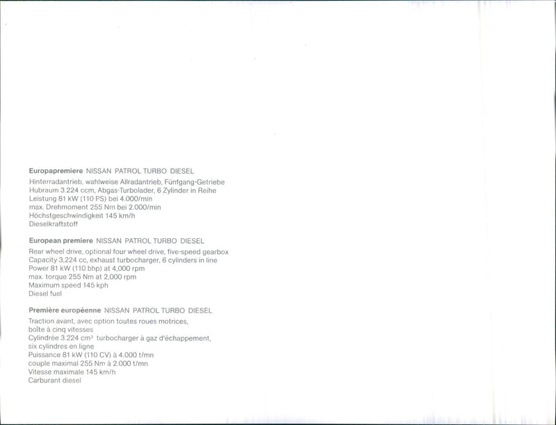 1983 Nissan Patrol Turbo Diesel - Vintage Photograph