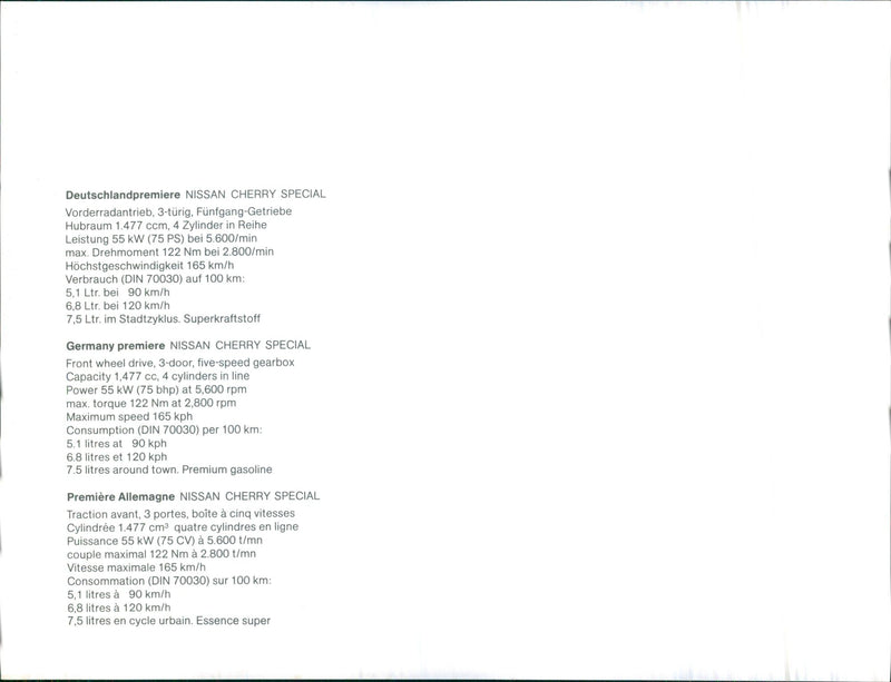 1983 Nissan Cherry Special - Vintage Photograph