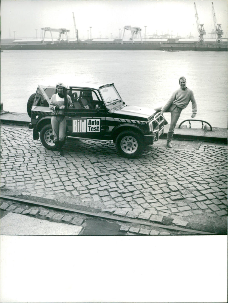 A jeep on a road test - Vintage Photograph