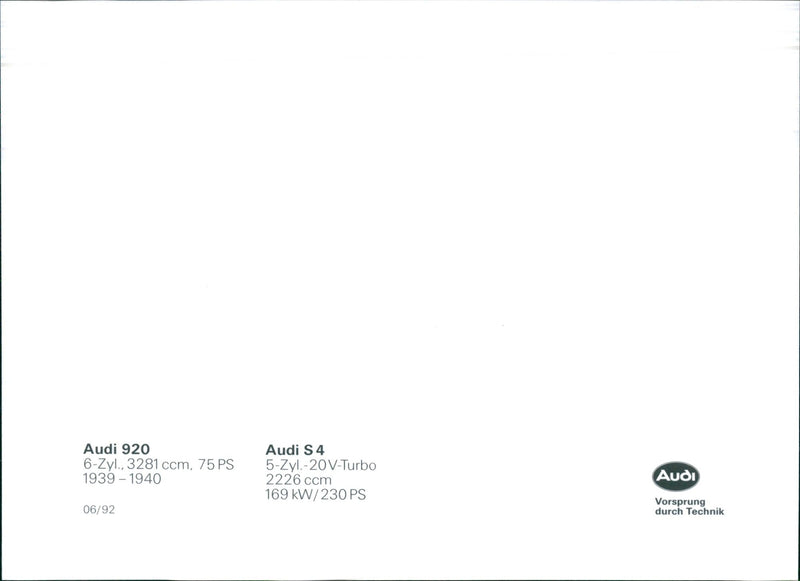 Audi 920 and Audi S4 - Vintage Photograph