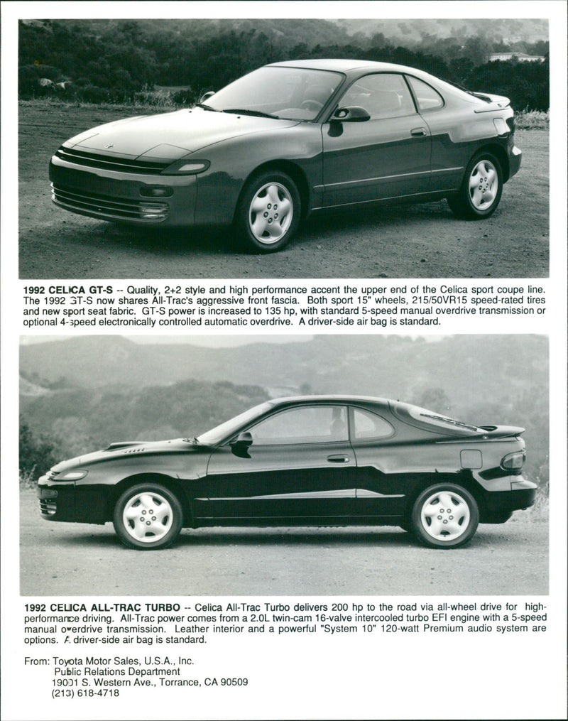 1992 Toyota Celica GT-S and 1992 Toyota Celica All-Trac Turbo - Vintage Photograph