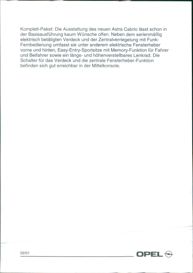 2001 Opel Astra Cabrio - Vintage Photograph