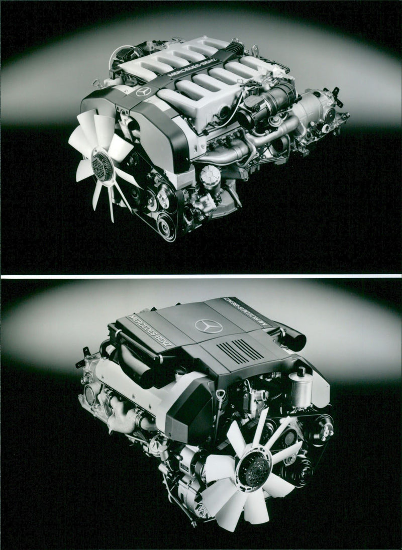 Mercedes-Benz engines V12 and V8 - Vintage Photograph