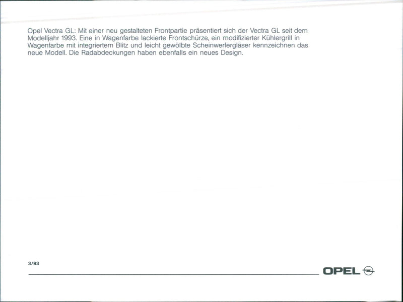 1993 Opel Vectra GL - Vintage Photograph
