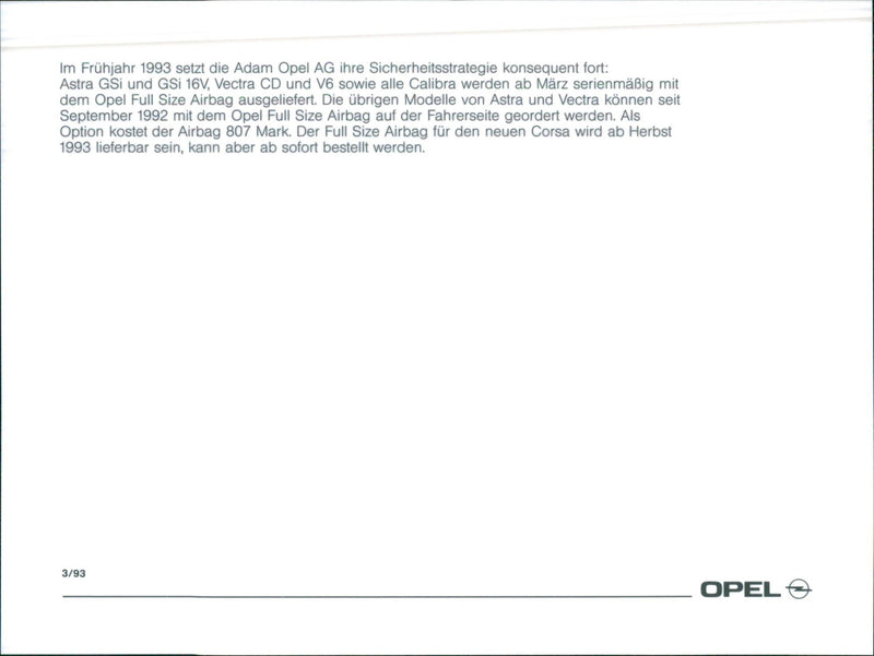 1993 Opel - Vintage Photograph