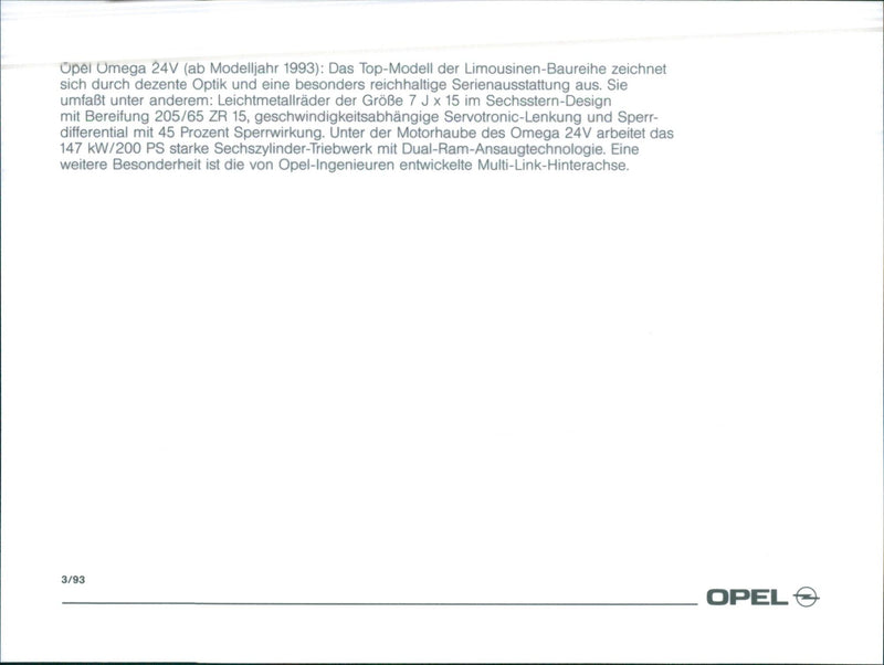 1993 Opel Omega 24V - Vintage Photograph