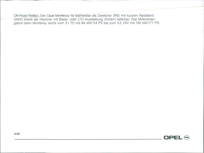 1993 Opel Monterey - Vintage Photograph