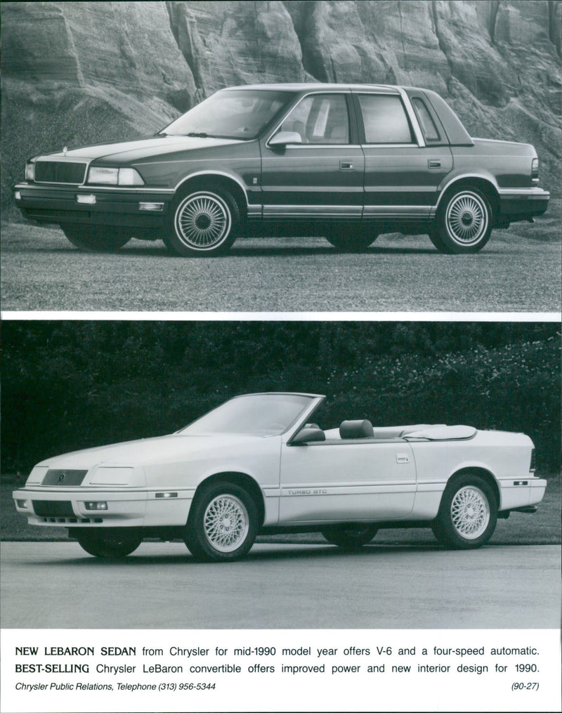 1990 Chrysler LeBaron Sedan and 1990 Chrysler LeBaron Convertible - Vintage Photograph