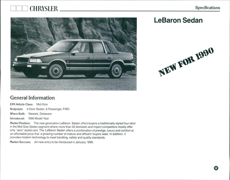 1990 Chrysler LeBaron Sedan - Vintage Photograph