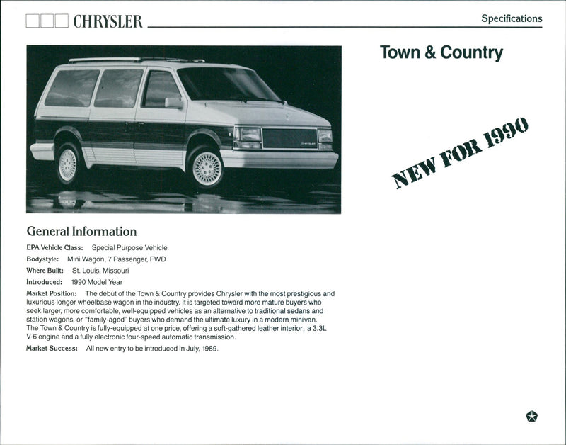 1990 Chrysler Town & Country - Vintage Photograph