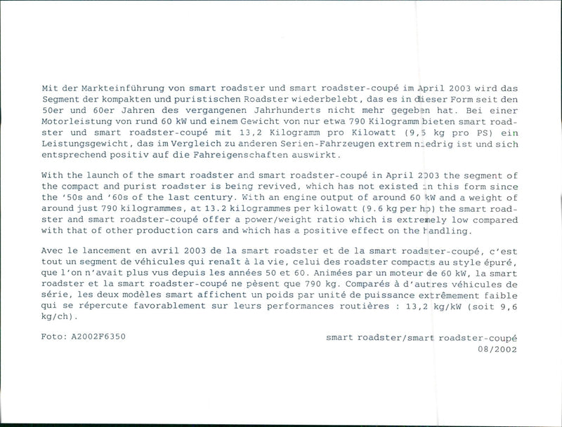 2002 Smart Roadster and 2002 Smart Roadster Coupe - Vintage Photograph