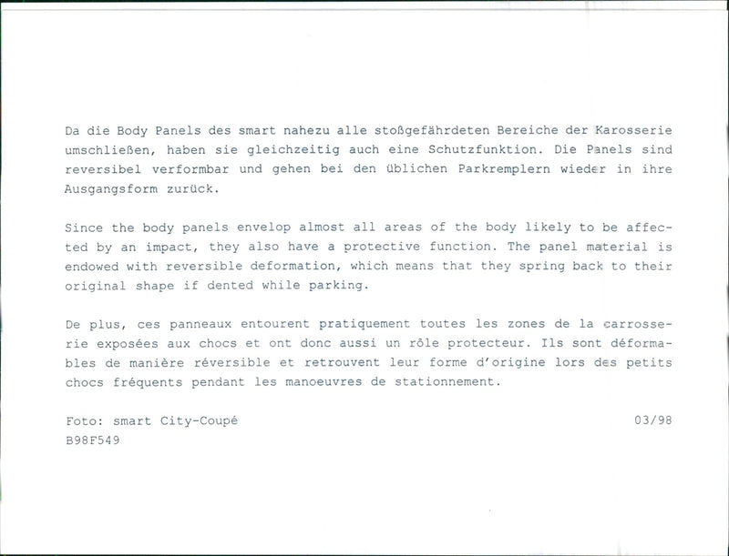 1998 Smart City-Coupe - Vintage Photograph