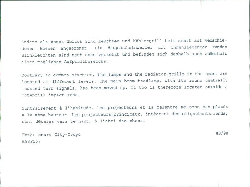 1998 Smart City-Coupe - Vintage Photograph