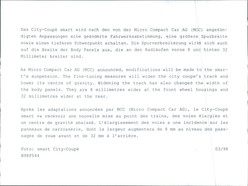 1998 Smart City-Coupe - Vintage Photograph