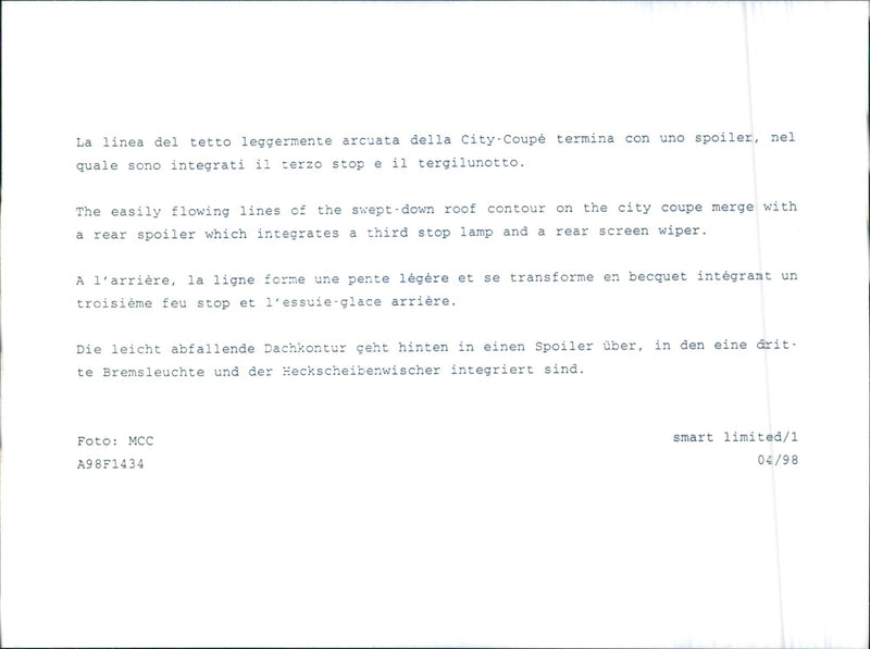 1998 Smart MCC - Vintage Photograph