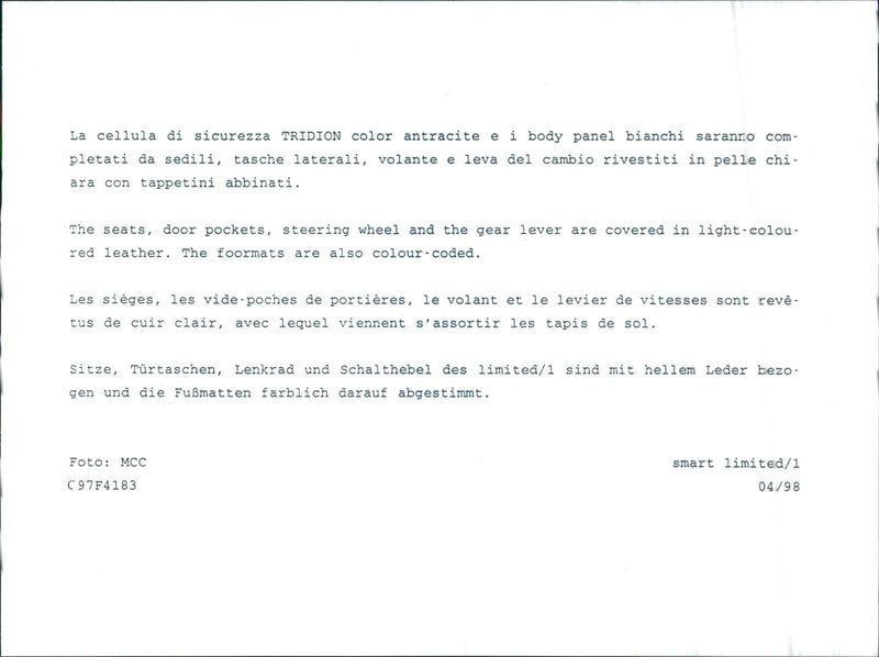 1998 Smart MCC - Vintage Photograph