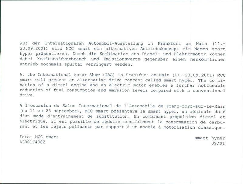 2001 Smart Hyper Concept Car - Vintage Photograph