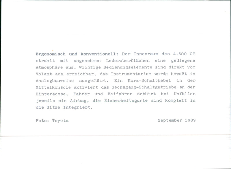1989 Toyota GT 4500 - Vintage Photograph