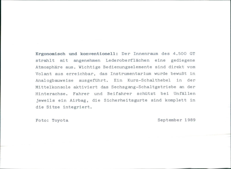 1989 Toyota GT 4500 - Vintage Photograph