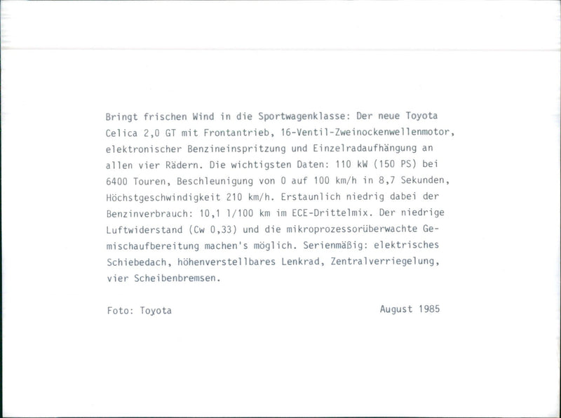 Toyota Celica 2.0 GT - Vintage Photograph