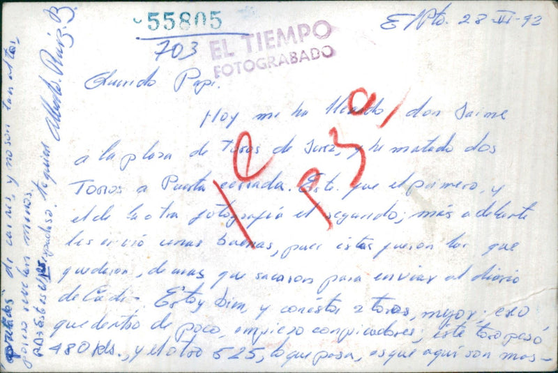 Alberto Ruiz writes note to his father on the back - Vintage Photograph