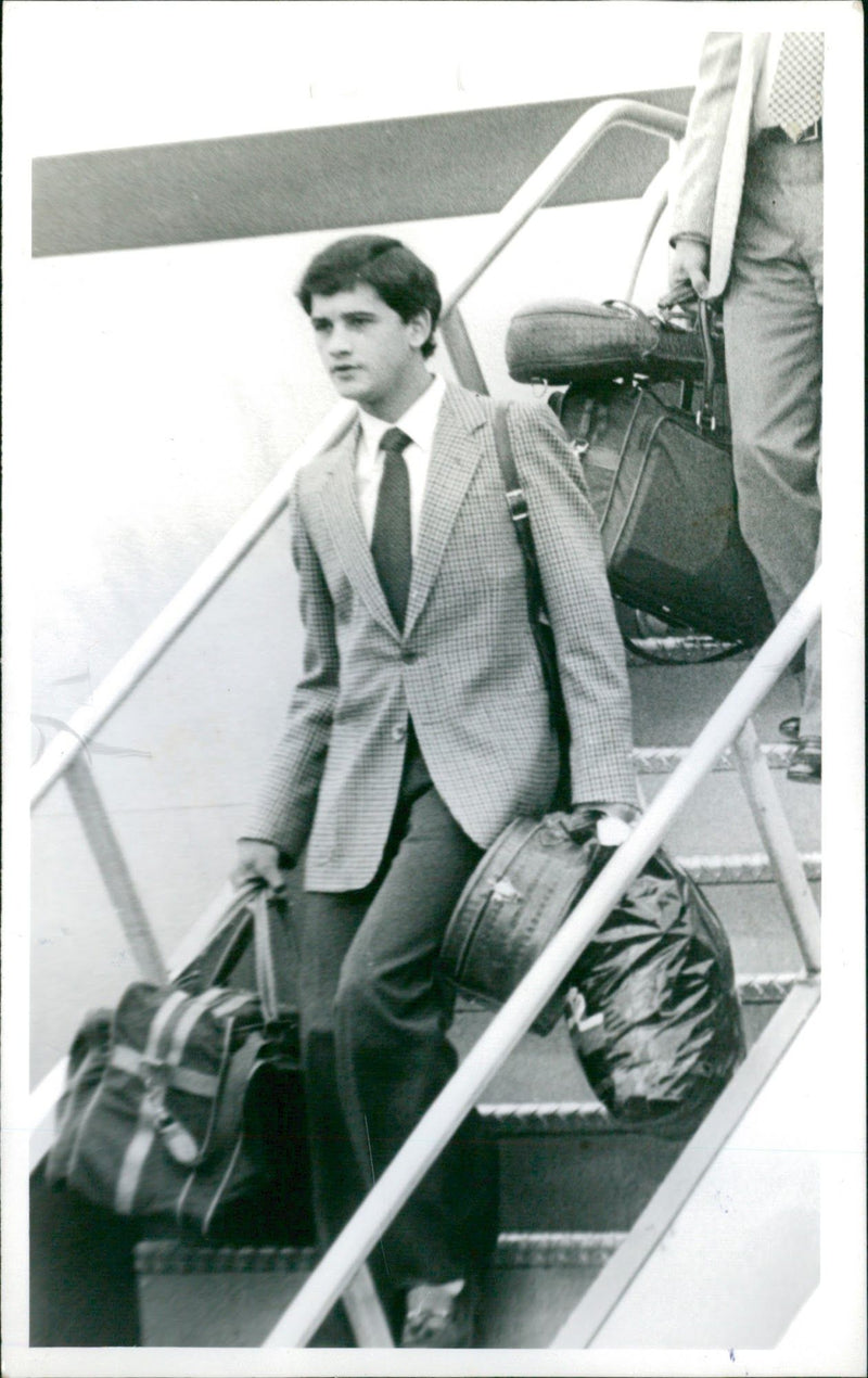 Fernando Rozo gets off the plane - Vintage Photograph