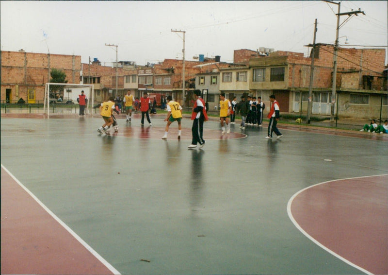 Soccer in a basketball court - Vintage Photograph