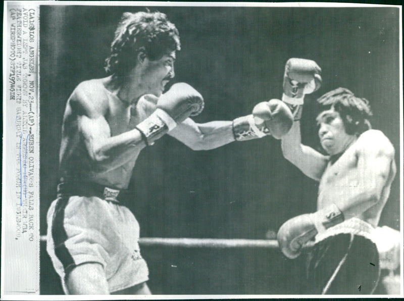 Ruben Olivares and Alexis Arguello. - Vintage Photograph