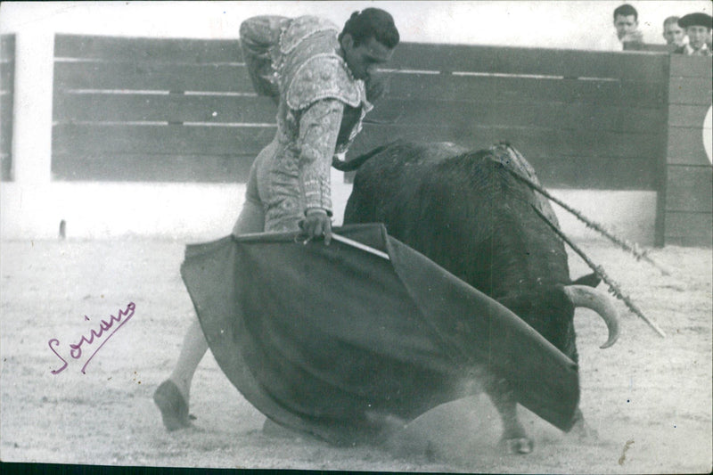 Héctor Villa (El Chano) dancing with the bull - Vintage Photograph