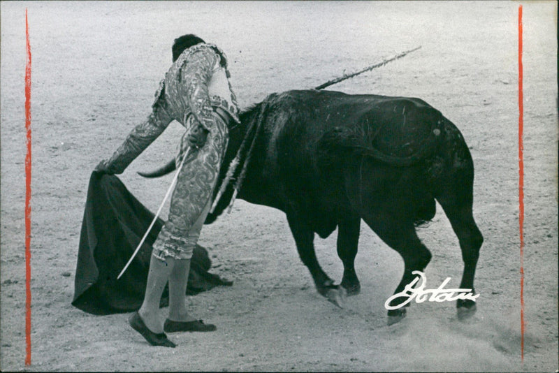 Héctor Villa (El Chano) fights the bull - Vintage Photograph