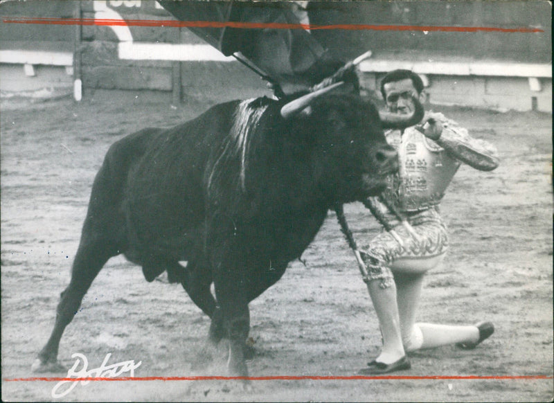 Héctor Villa (El Chano) fights the bull - Vintage Photograph